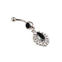 Silver Plated Stainless Steel Rhinestones Navel/Ear Piercing