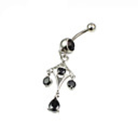Silver Plated Stainless Steel Rhinestones Navel/Ear Piercing