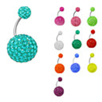 Silver Plated Stainless Steel Rhinestones Navel/Ear Piercing(Assorted Color)