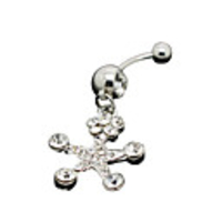 Silver Plated Stainless Steel Rhinestones Pentagram Navel/Ear Piercing