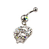 Silver Plated Stainless Steel Rhinestones Skeleton Mask Navel/Ear Piercing(Assorted Color)