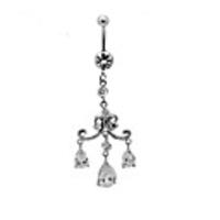 Silver Plated Stainless Steel Zircon Drop Navel/Ear Piercing