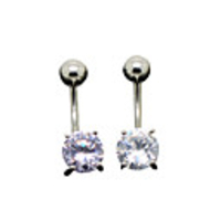 Silver Plated Stainless Steel Zircon Navel/Ear Piercing