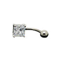 Silver Plated Stainless Steel Zircon Navel/Ear Piercing