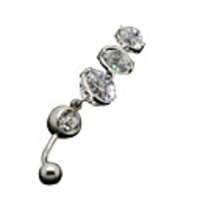 Silver Plated Stainless Steel Zircon Navel/Ear Piercing
