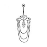 Silver Plated Stainless Steel Zircon Navel/Ear Piercing