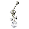 Silver Plated Stainless Steel Zircon Navel/Ear Piercing