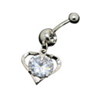 Silver Plated Stainless Steel Zircon Navel/Ear Piercing