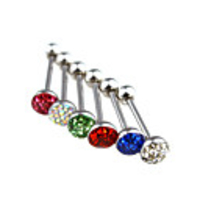 Silver Plated Stainless Steel Zircon Navel/Ear Piercing(Assorted Color)
