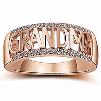 silver rose gold grandma nana ring grandmother birthday (rose gold,  7)