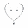 silver/gold plated women cubic zirconia cz marquise teardrop bridal tennis necklace and drop earring set for wedding brides (silver)