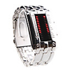 Silvery Band Double Row Arrayed Charming Red LED Wrist Watch