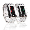 Silvery Band Double Row Arrayed Couple Style Men Green and Women Red LED Wrist Watch