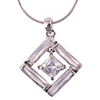 Silvery Square Shaped Crystal Necklace