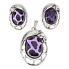 Silvery Succinite Earring and Pendant Jewelry Set