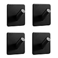 Simple Adhesive Hooks Heavy Duty 4 pack Durable 305 Stainless Steel Wall Hangers,  Waterproof Rustproof Oil Proof for Kitchen,  Bathrooms,  Doors,  Office,  Closet-Black