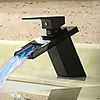 Simple Black Bathroom Sink Faucet - Waterfall Centerset With LED light One Hole / Single Handle One HoleBath Taps