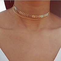 simple chevron arrow fish bone silver choker necklace for women and girls, body jewelry, gift for her, birthday anniversary gift (silver)