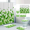Simple Clover On White Digital Printing Four-piece Set Shower Curtains and Hooks Modern Polyester Machine Made Waterproof Bathroom