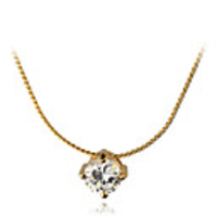 Simple Czech Diamond Pendant Necklace