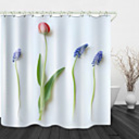 Simple Flowers Digital Printing Shower Curtain Shower Curtains Hooks Modern Polyester New Design