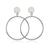 simple geometric gold/silver big circle hoop earrings for women punk fashion jewelry gift (silver)