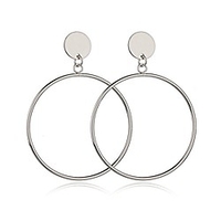 simple geometric gold/silver big circle hoop earrings for women punk fashion jewelry gift (silver)