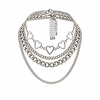 simple hearts necklace lolita choker chain for girls women layered cuban chunky chain necklace chic style wedding dress jewelry (silver 1)