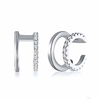 simple s925 sterling silver ear cuff earrings dianty cz cubic zirconia double line ear cuff, non piercing clip on cartilage earrings for women girl(silver, 2pcs)