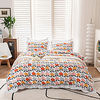 SimpleOpulence Washed Linen Cotton Blend Duvet Cover Set, flowers with White Lace Ruffle Edge Flax Bedding miniinthebox