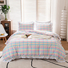 SimpleOpulence Washed Linen Cotton Blend Duvet Cover Set, Solid Color with White Lace Ruffle Edge Flax Bedding miniinthebox