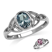 simulated color change alexandrite white gold plated 925 sterling silver triquetra celtic knot ring size 3.75