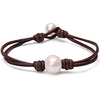 single cultured freshwater pearl bracelet handmade leather pearl jewelry for women by aobei 7
