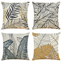 Sketch Plant Double Side Cushion Cover 4PC Soft Decorative Square Throw Pillow Cover Cushion Case Pillowcase for Bedroom Livingroom Superior Quality Machine Washable Indoor Cushion for Sofa Couch Bed Chair miniinthebox