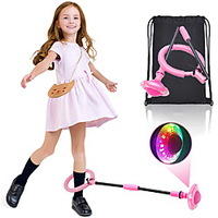 Skip It Ball Foldable Ankle Skip Ball for Kids Colorful Light Flashing Jumping Ring with Backpack Skipit Toy Sports Swing Ball for Fitness Boy amp; Girl Gift Pink miniinthebox