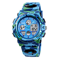 SKMEI Kids Sport Watch Quartz Modern Style Stylish Camouflage Alarm Analog - Digital Blue Purple Gray / One Year / Silicone / Chronograph / Shock Resistant / Stopwatch