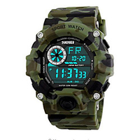 SKMEI Wrist Watch Digital Casual Water Resistant / Waterproof Digital Black Red Light Green / Quilted PU Leather / Calendar / date / day / Stopwatch / Noctilucent