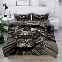 Skull 3-Piece Duvet Cover Set Hotel Bedding Sets Comforter Cover with Soft Lightweight Thicken Fabric Include 1 Duvet Cover 2 Pillowcases for Double/Queen/King(1 Pillowcase for Twin/Single) miniinthebox