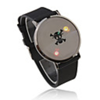 Skull Pattern Face Rolling Ball Display Multicolor LED Wrist Watch