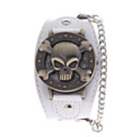 Skull Pattern Plastic Band Fashion Bracelet Watch (White)