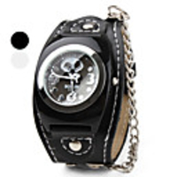Skull Pattern PU Wrist Watch With Chain