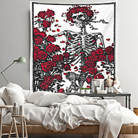 Skull Rose Wall Tapestry Art Decor Blanket Curtain Hanging Home Bedroom Living Room Decoration Polyester miniinthebox