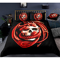 Skull Series 3-Piece Duvet Cover Set Hotel Bedding Sets Comforter Cover with Soft Lightweight Microfiber,  Include 1 Duvet Cover,  2 Pillowcases for Double/Queen/King(1 Pillowcase for Twin/Single)