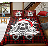 Skull Series Grid Print 3-Piece Duvet Cover Set Hotel Bedding Sets Comforter Cover with Soft Lightweight Microfiber For Holiday Decoration(Include 1 Duvet Cover and 1or 2 Pillowcases)