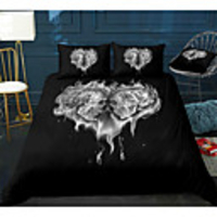 Skull Series Heart Print 3-Piece Duvet Cover Set Hotel Bedding Sets Comforter Cover with Soft Lightweight Microfiber For Room Decoration(Include 1 Duvet Cover and 1or 2 Pillowcases)