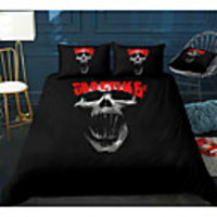 Skull Series Horrible Print 3-Piece Duvet Cover Set Hotel Bedding Sets Comforter Cover with Soft Lightweight Microfiber For Room Decoration(Include 1 Duvet Cover and 1or 2 Pillowcases)
