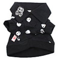 Skull Style Polo T-Shirt for Dogs (XS-XL,  Black)
