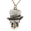 Skull with Shining Hat Copper Necklace