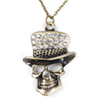 Skull with Shining Hat Copper Necklace