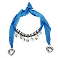 Sky Blue Heart Shape Pendant Scarf Necklace
